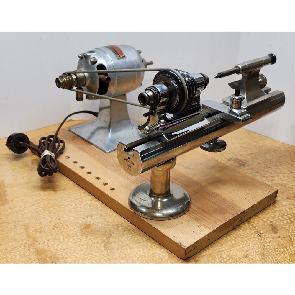 VTG Peerless Marshall 8mm Watchmaker Lathe W/ Hamilton Beach Motor Works!!